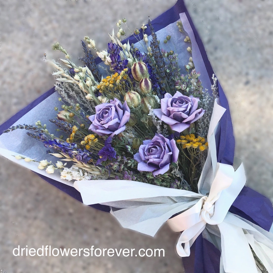 Purple Dried Flower Gift Bouquet