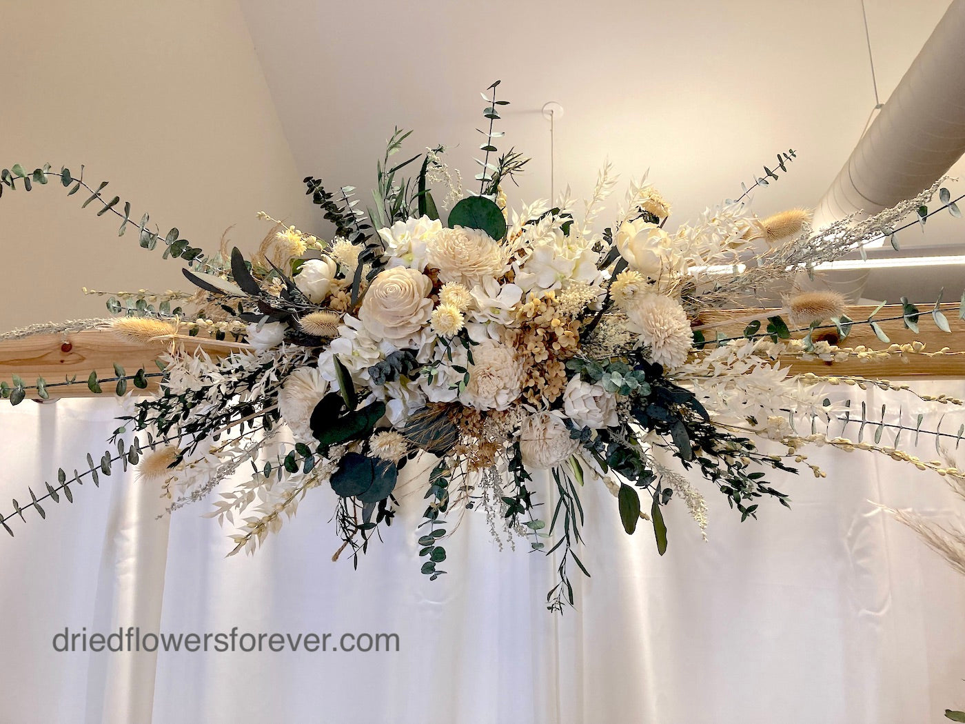 Ivory White & Green Floral Spray - Rental