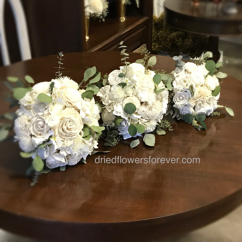 Ivory White & Green Classic Wedding Bouquet
