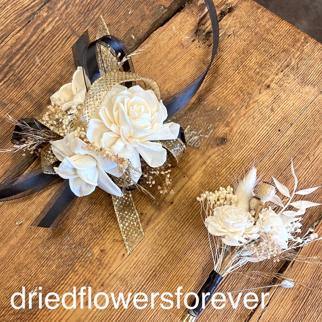 Black & Gold Prom Corsage