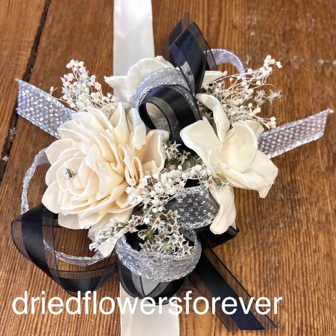 Black & Silver Prom Corsage