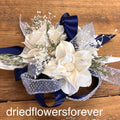 Navy Blue & Silver Prom Corsage