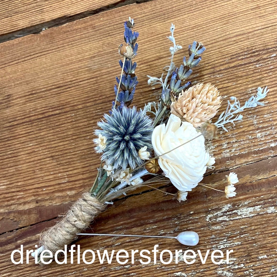 Pale Pink & Blue Boutonniere