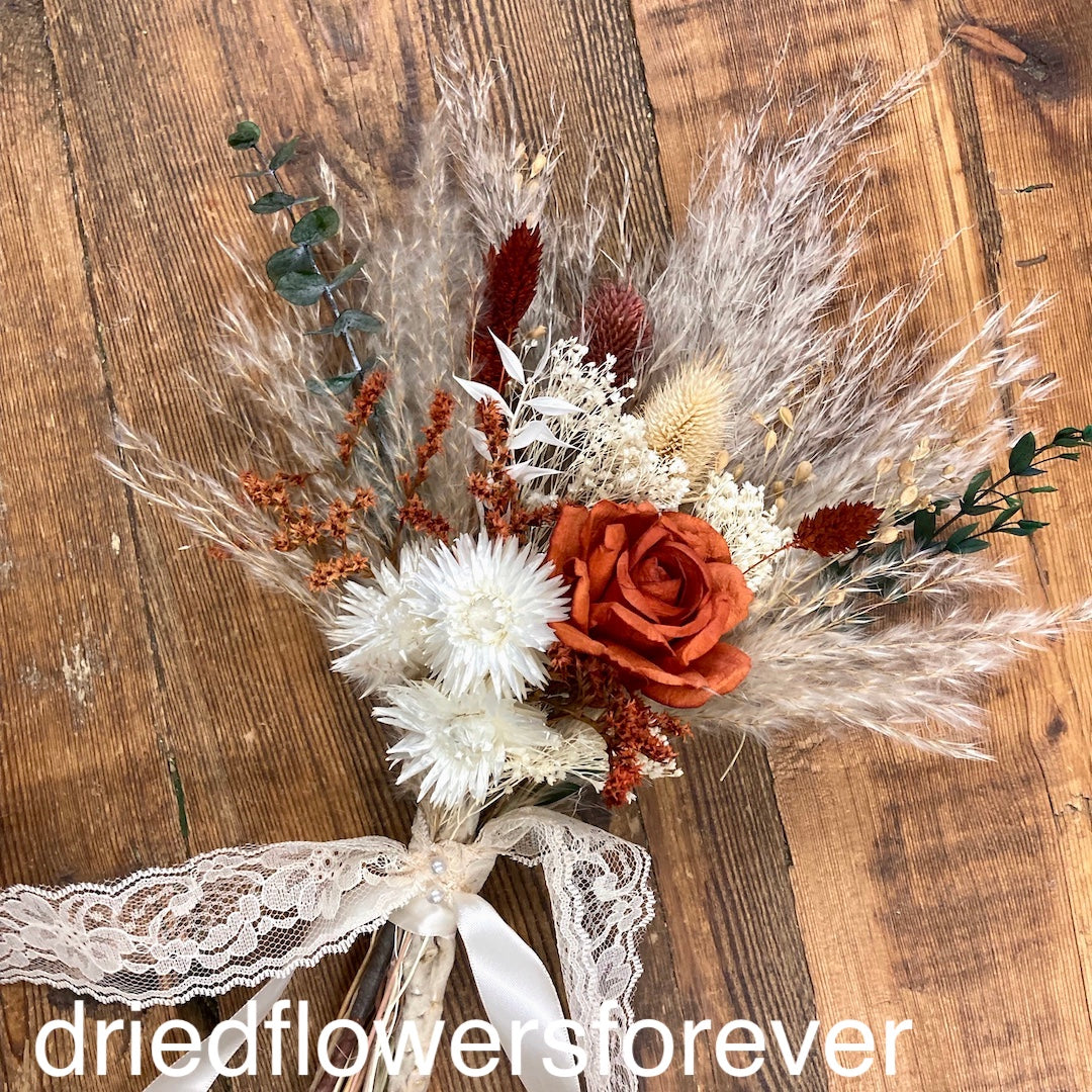 Neutral Bridesmaid Bouquet - Burnt Orange