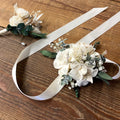 Ivory White & Green Corsage