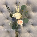 Pale Peach & Blue Gray Bud Vase Bouquet - Dried Flowers