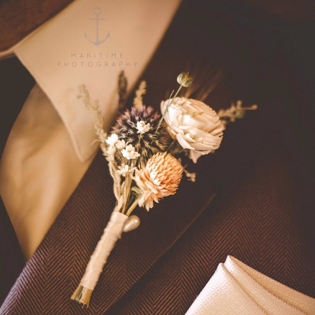 Pale Pink & Blue Boutonniere