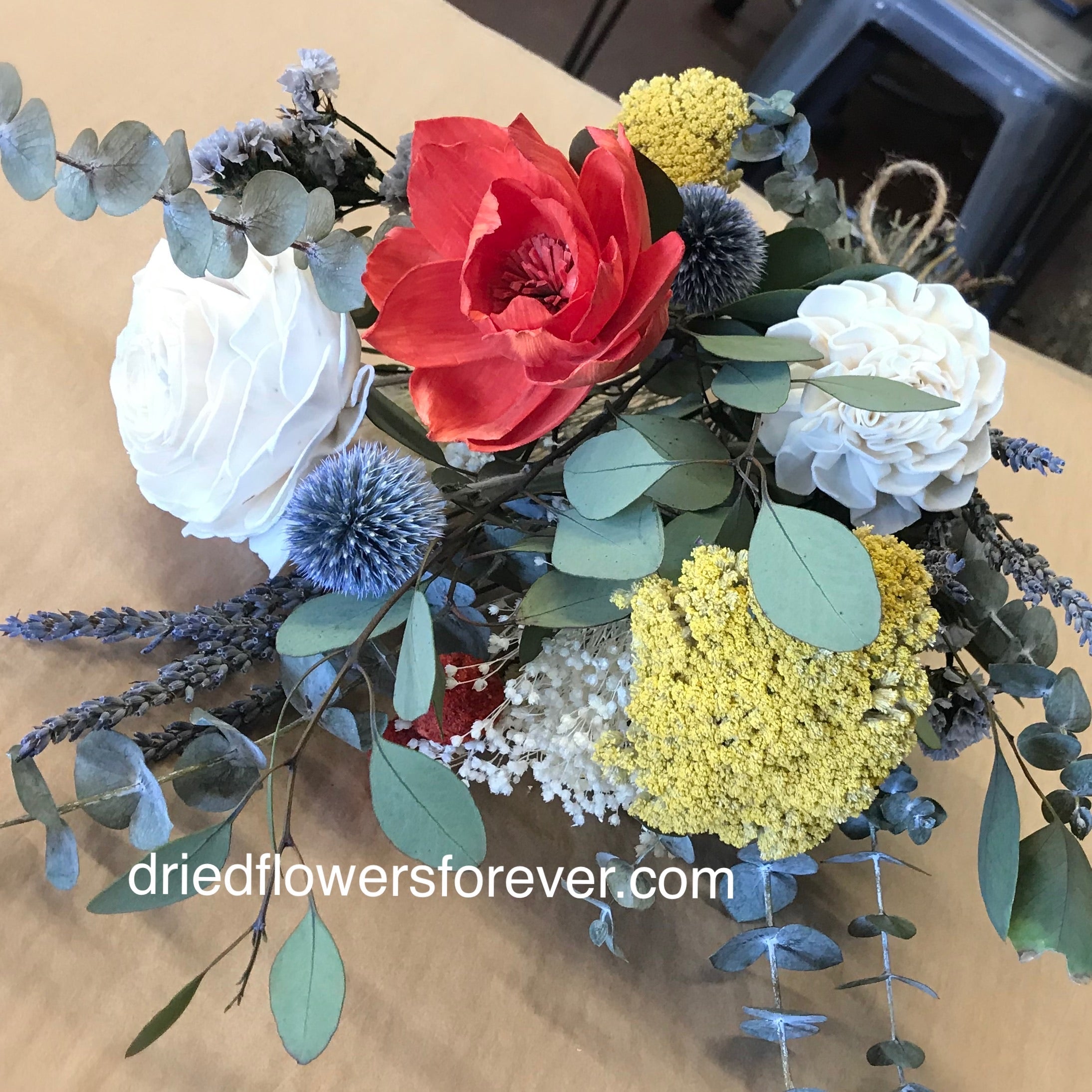 Poppy Red Dried Flower Bouquet