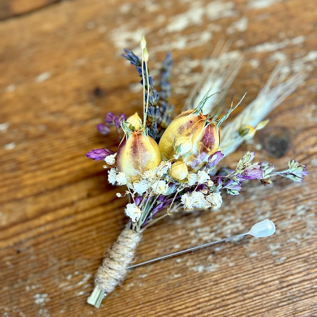 Purple Herb & Lavender Boutonniere