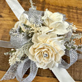 Ivory White & Silver Prom Corsage