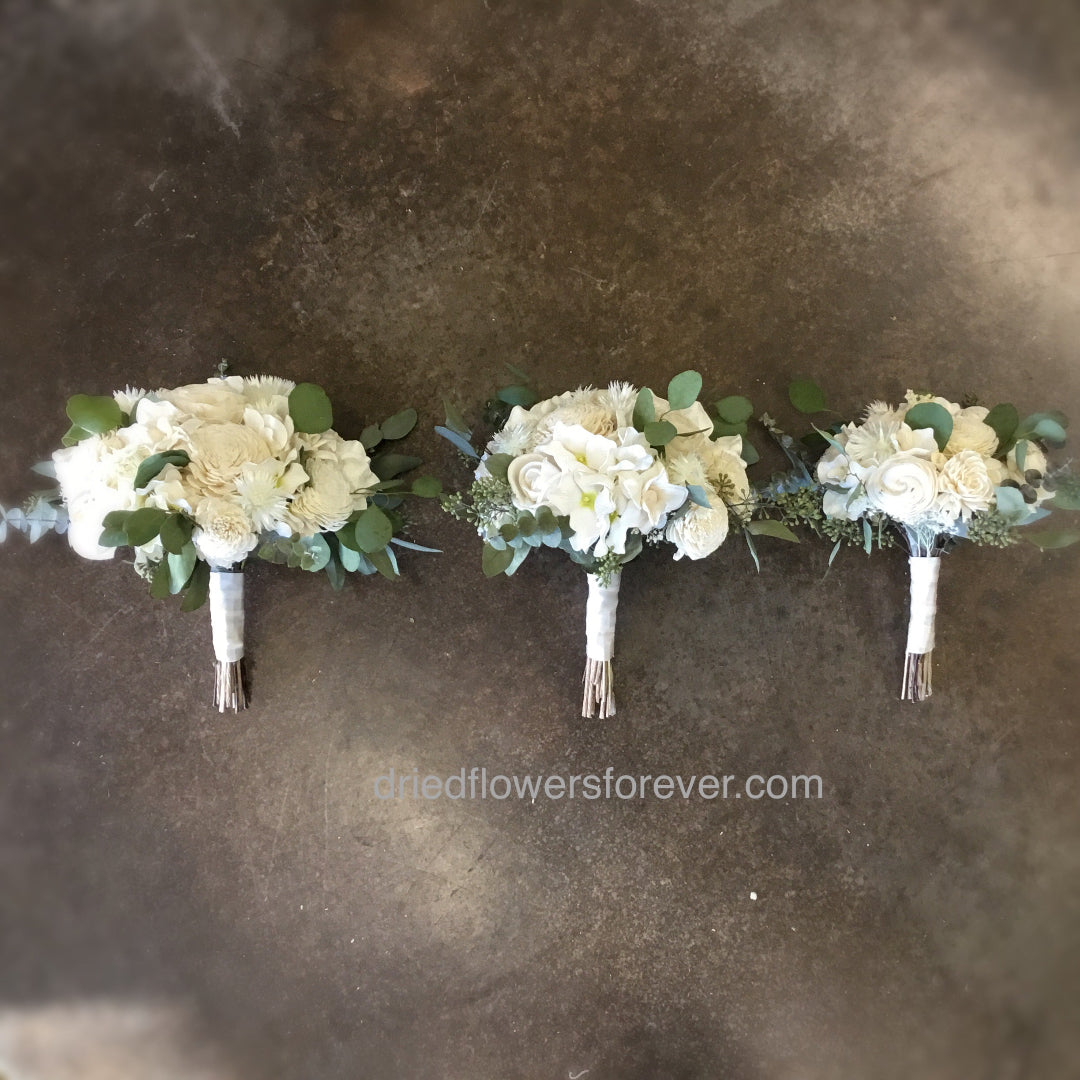 Ivory White & Green Classic Wedding Bouquet