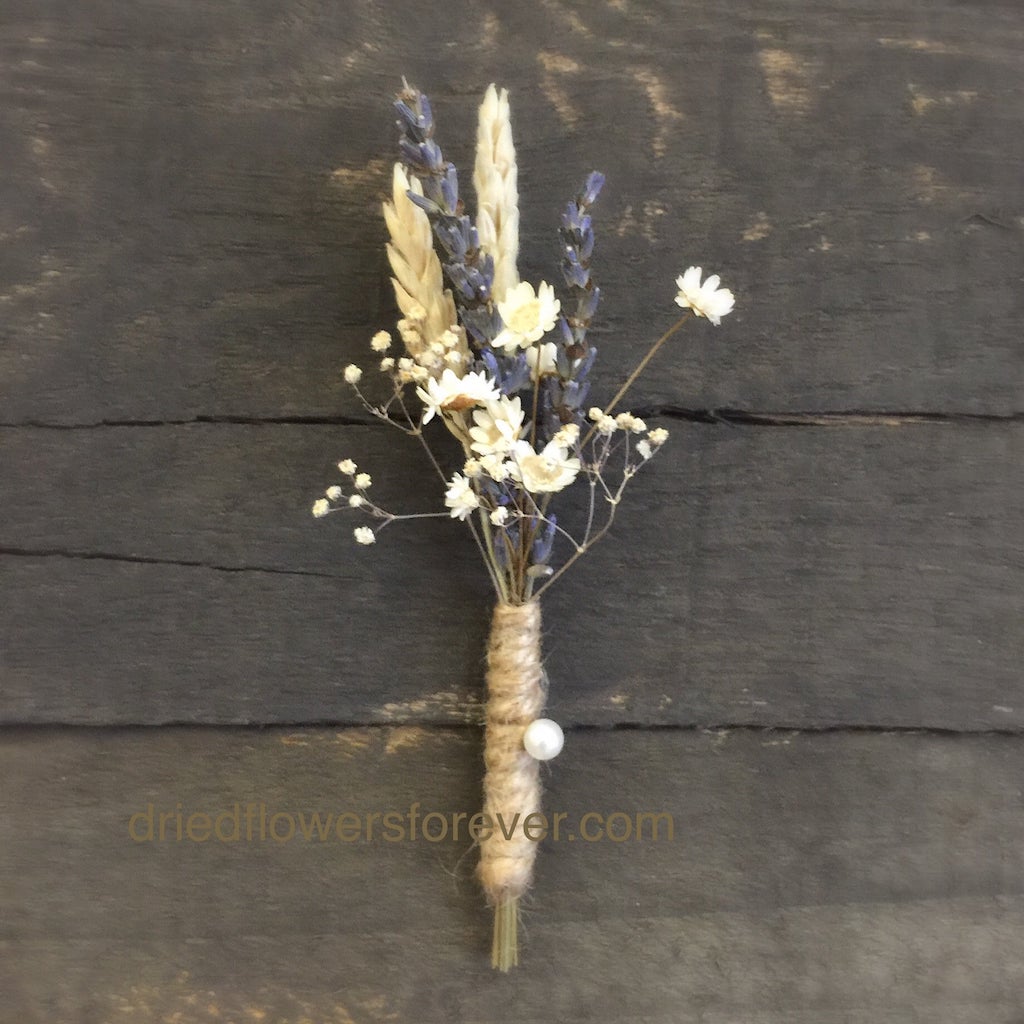 Wheat & Lavender Boutonniere